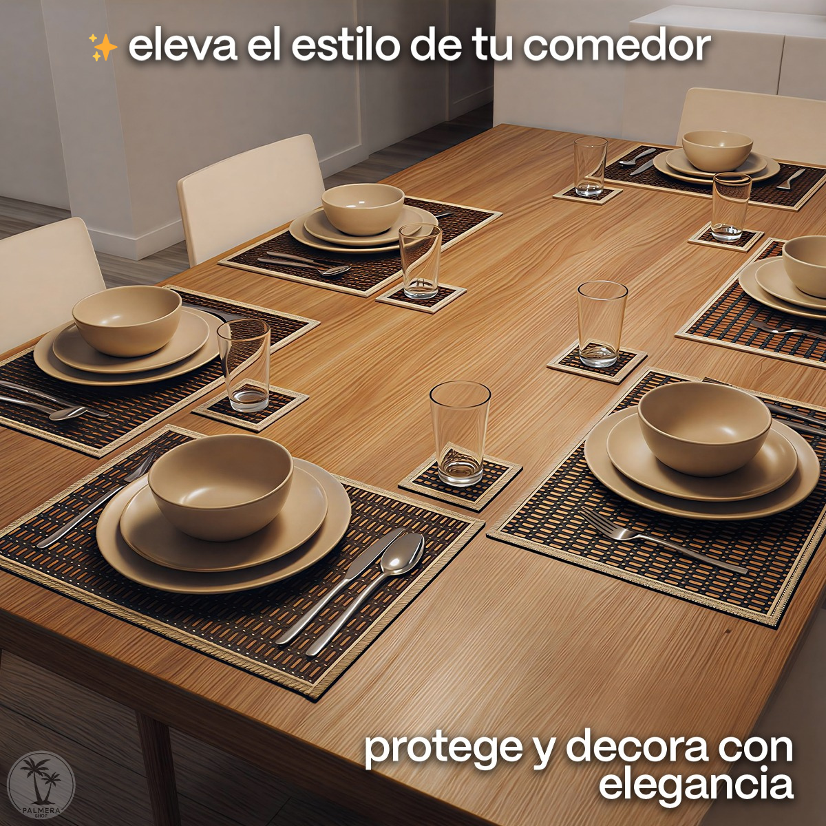 Individuales De Mesa Para Comedor Manteles Lavables Set X 6 Café Moderno
