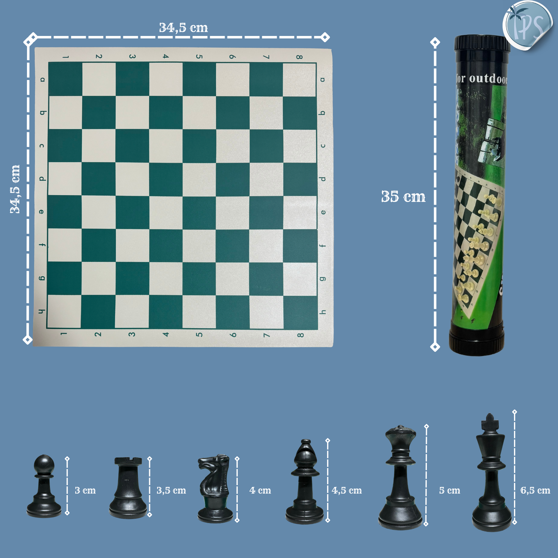 Ajedrez Enrollable Tablero De Lujo Profesional Tapete 35 Cm