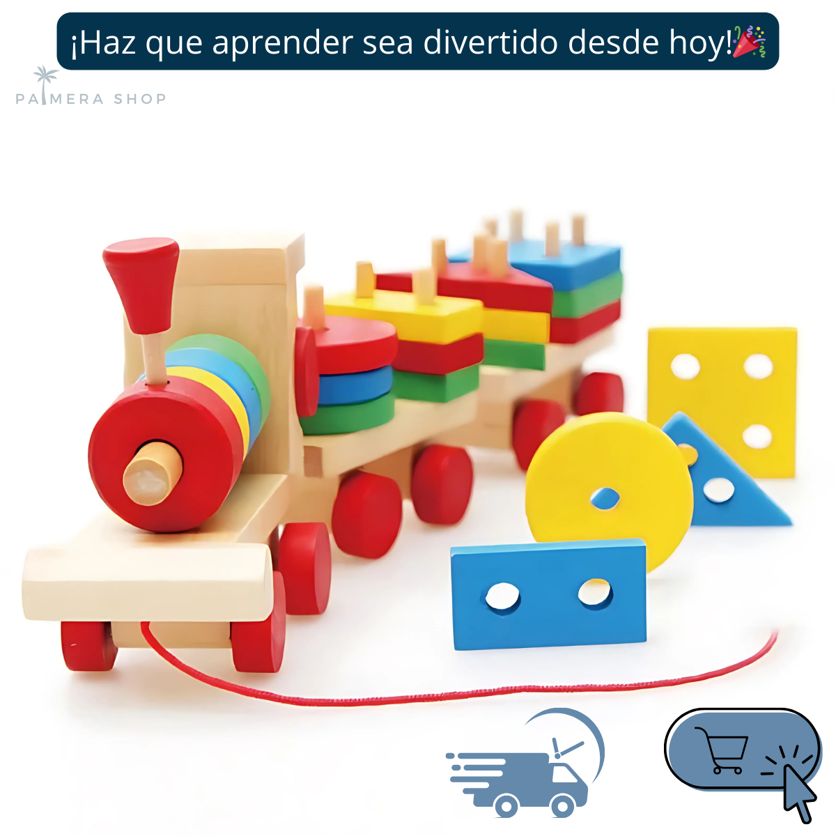 Juegos Didacticos Montessori Tren Torre De Aros Para Encajar Multicolor