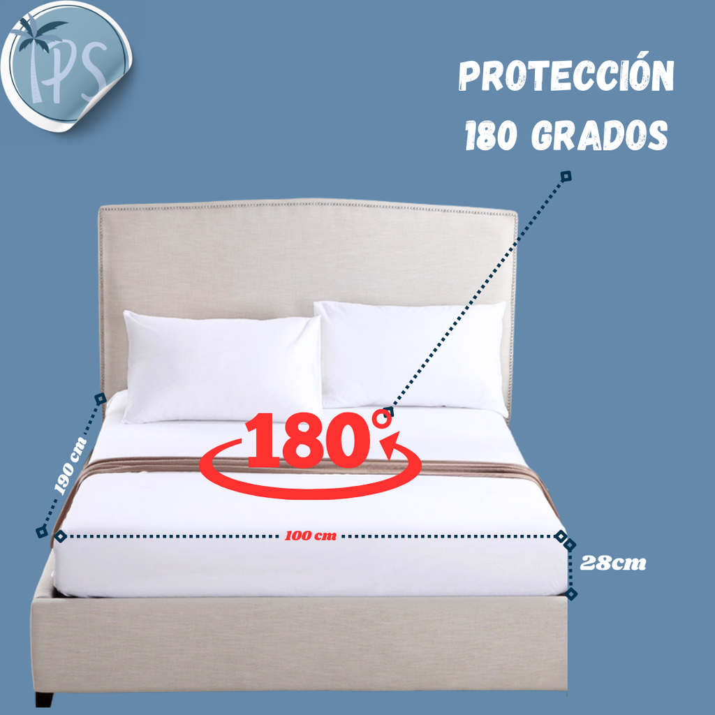 Forro Protector Antifluidos Para Cama Sencillo Tipo Algodón Blanco Impermeable Terry Sencillo 190x100 cm