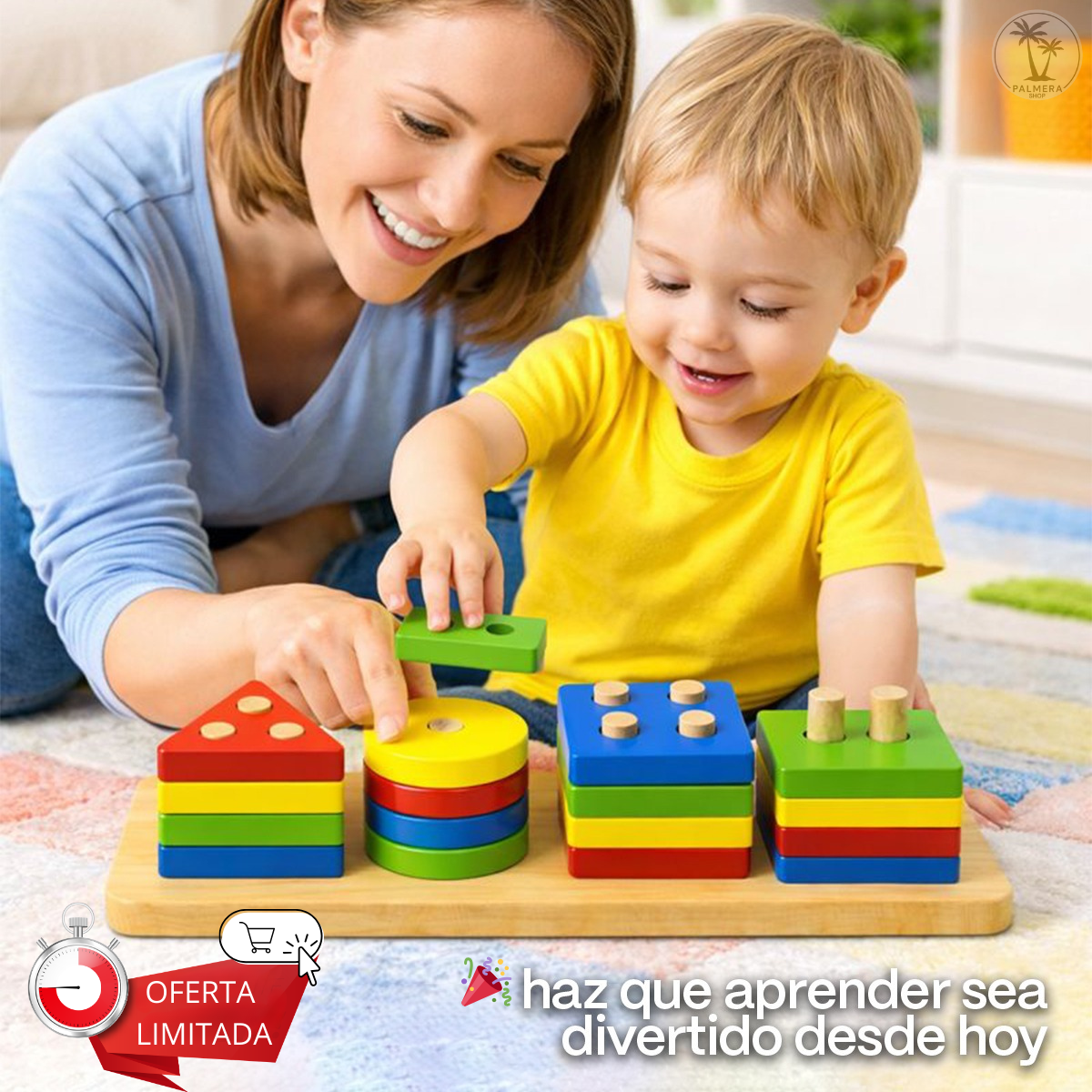 Juegos Didacticos Montessori Para Encajar Torre De Figuras Multicolor