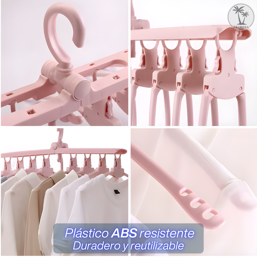 Colgador De Ropa Ganchos Retractil Plegable Ahorra Espacio Blanco