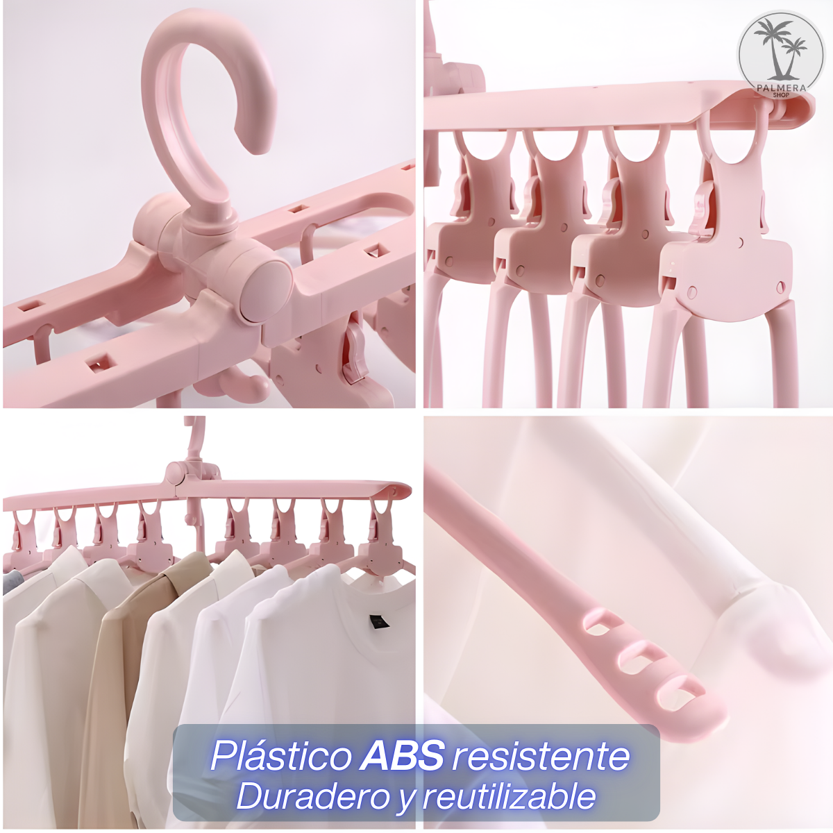 Colgador De Ropa Ganchos Retractil Plegable Ahorra Espacio Blanco