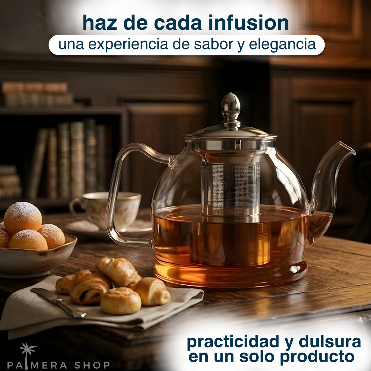 Infusor De Te Acero Inoxidable Con Tetera Vidrio Hervidora