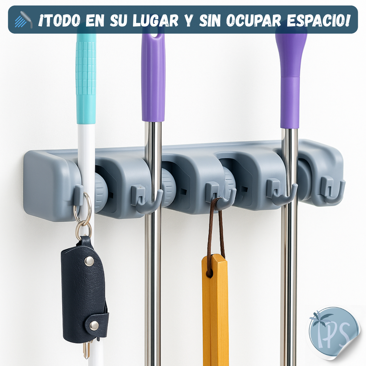 Organizador De Escobas Y Traperos Soporte Porta Trapeadores