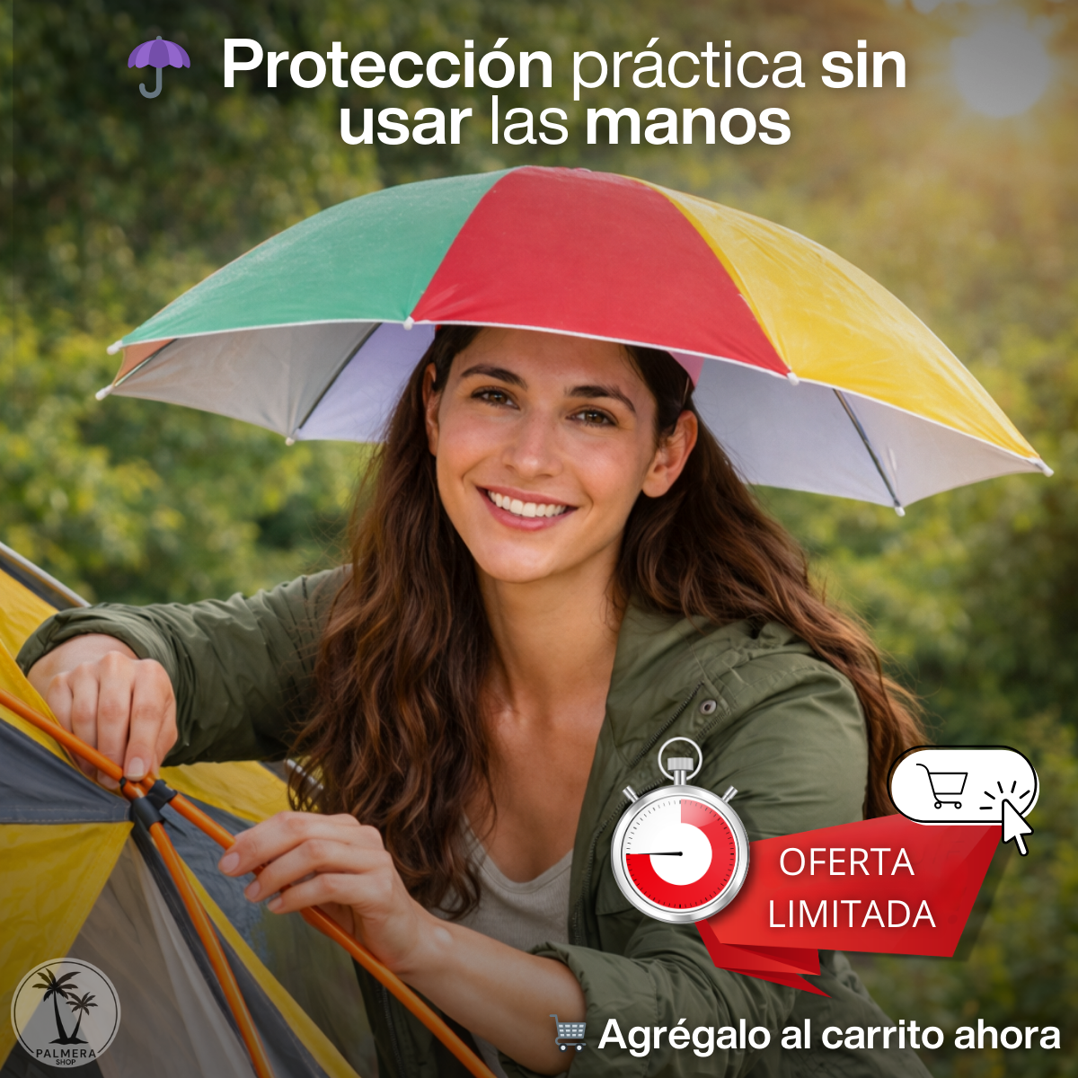 Sombrillas Para Cabeza La Cara El Sol Mini Paraguas Plegable Multicolor Sombrero