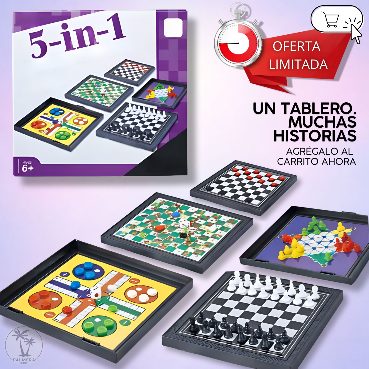 Mini Ajedrez Tablero Magnetico Juegos De Mesa Estrategia 5-1 Blanco