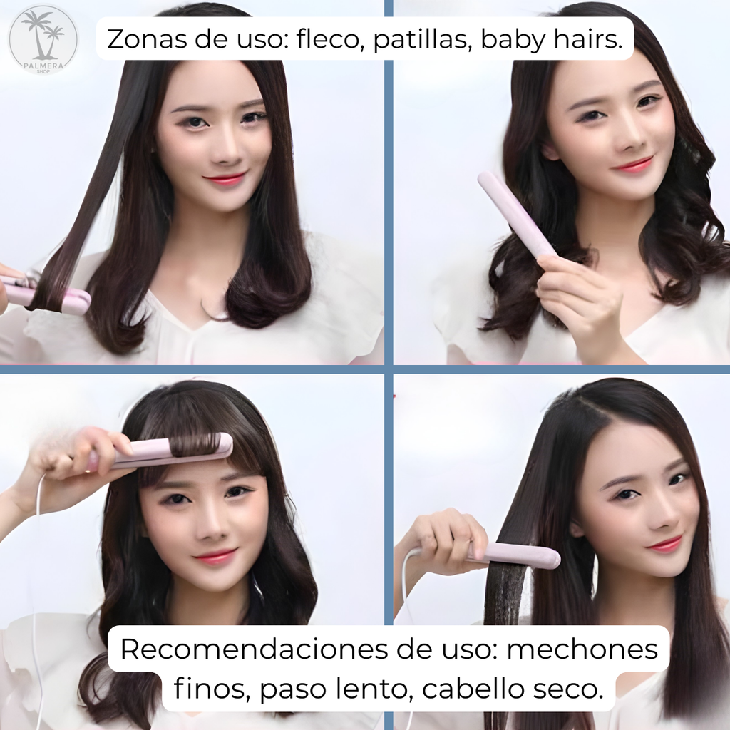 Mini Plancha Para Cabello Pelo Cepillo Pinza Alisado Viajera Multicolor 110v