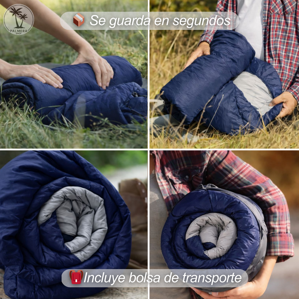Sleeping Bag Para Camping Cama Colchon Saco De Dormir Bolsa Azul Derecho