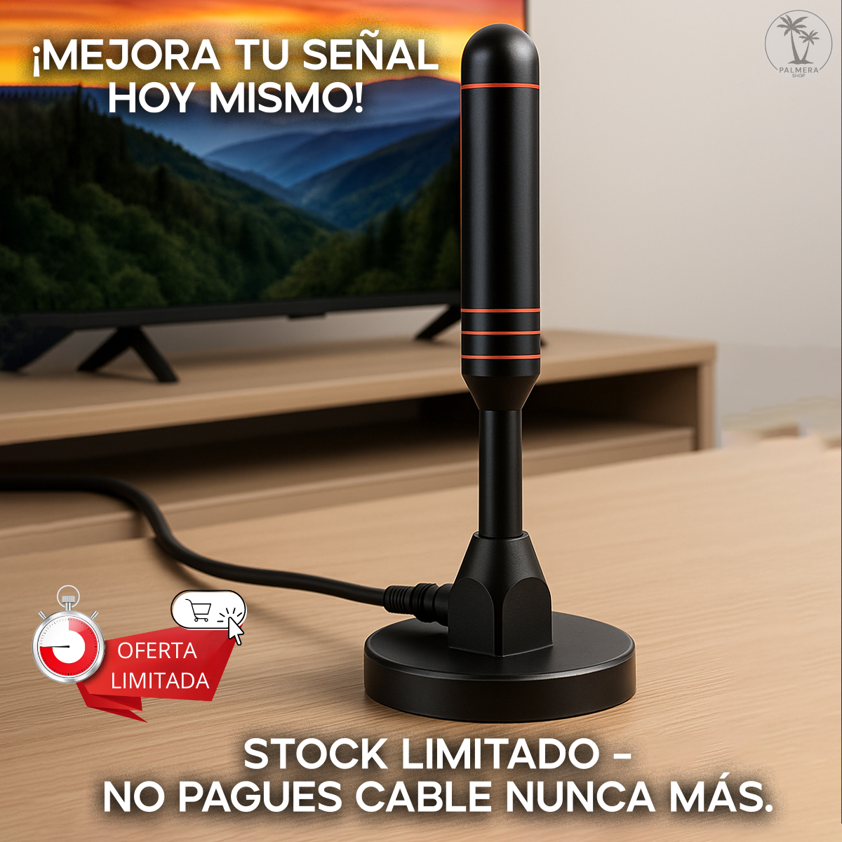 Antena Aerea Tdt Para Tv Digital Potente De Interior Hdtv