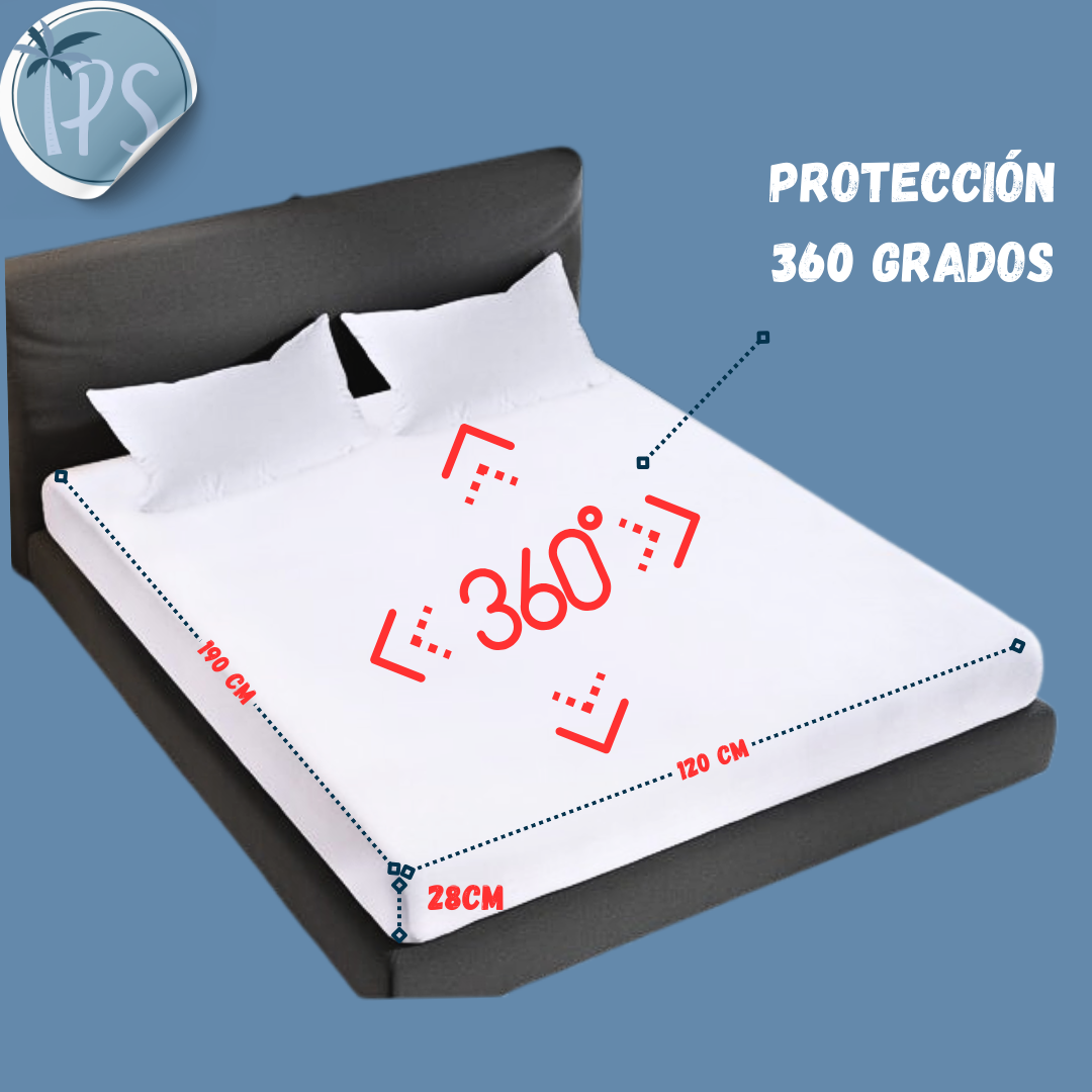 Forro Protector Cubre Colchon Antifluido Semidoble De Cierre Blanco Impermeable Semidoble 190x120 cm