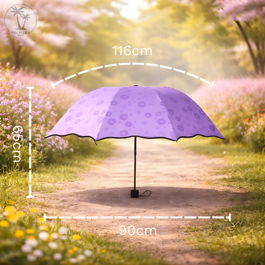 Paraguas Plegable Sombrillas Mujer Pequeña Con Proteccion Uv Morado