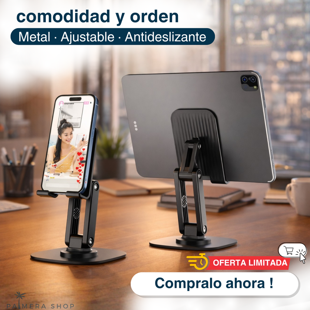 Soporte De Escritorio Para Celular Tablets Base Metalico.