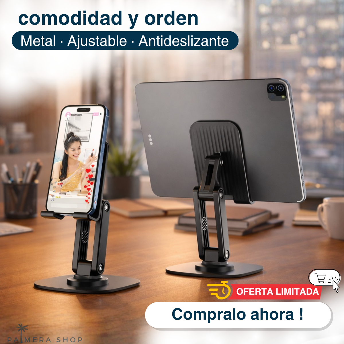 Soporte De Escritorio Para Celular Tablets Base Metalico.