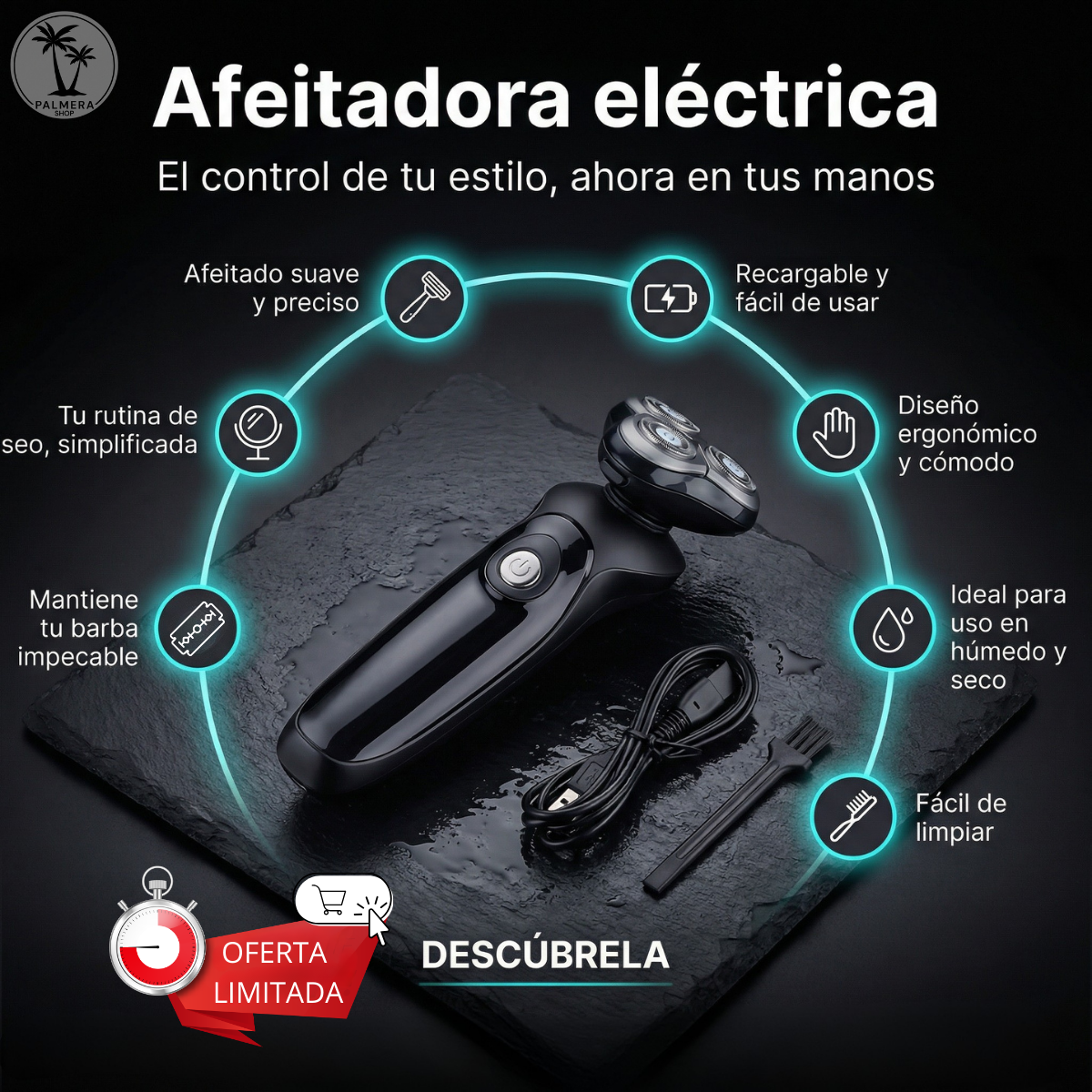 Maquina De Afeitar Hombre Inalambrica Afeitadoras Electricas Negro 110v