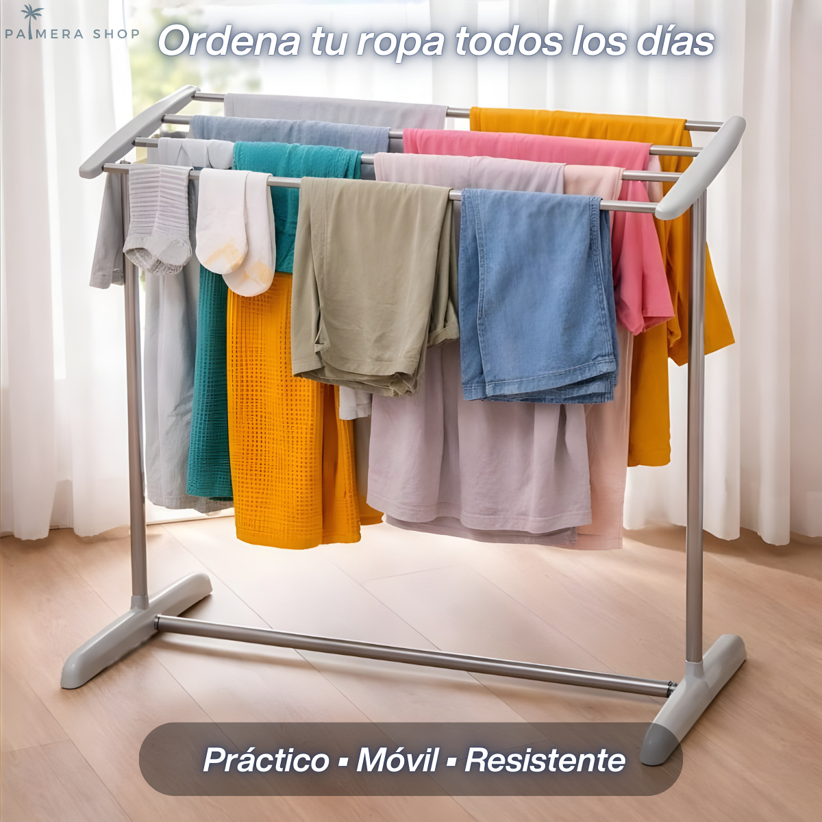 Tendedero Piso Ropa Plegable Colgadores Soporte Apartamento Gris