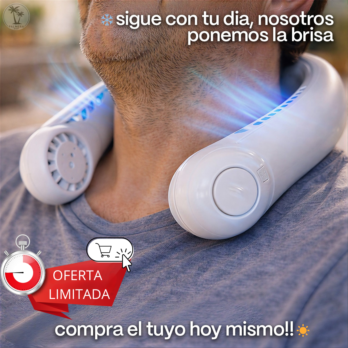 Mini Ventilador Portatil De Cuello Recargable Mano Portable Blanco
