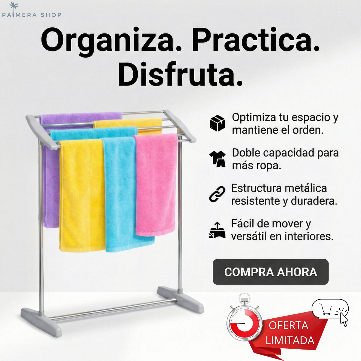 Tendedero Piso Ropa Plegable Colgadores Soporte Apartamento Gris