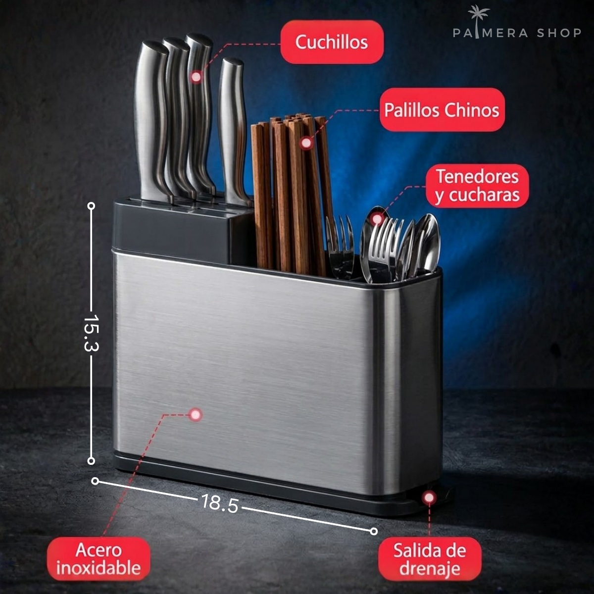 Organizador De Cubiertos Porta Cubiertero Escurridor Cajon