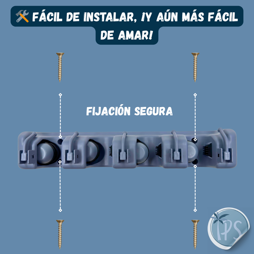 Organizador De Escobas Y Traperos Soporte Porta Trapeadores