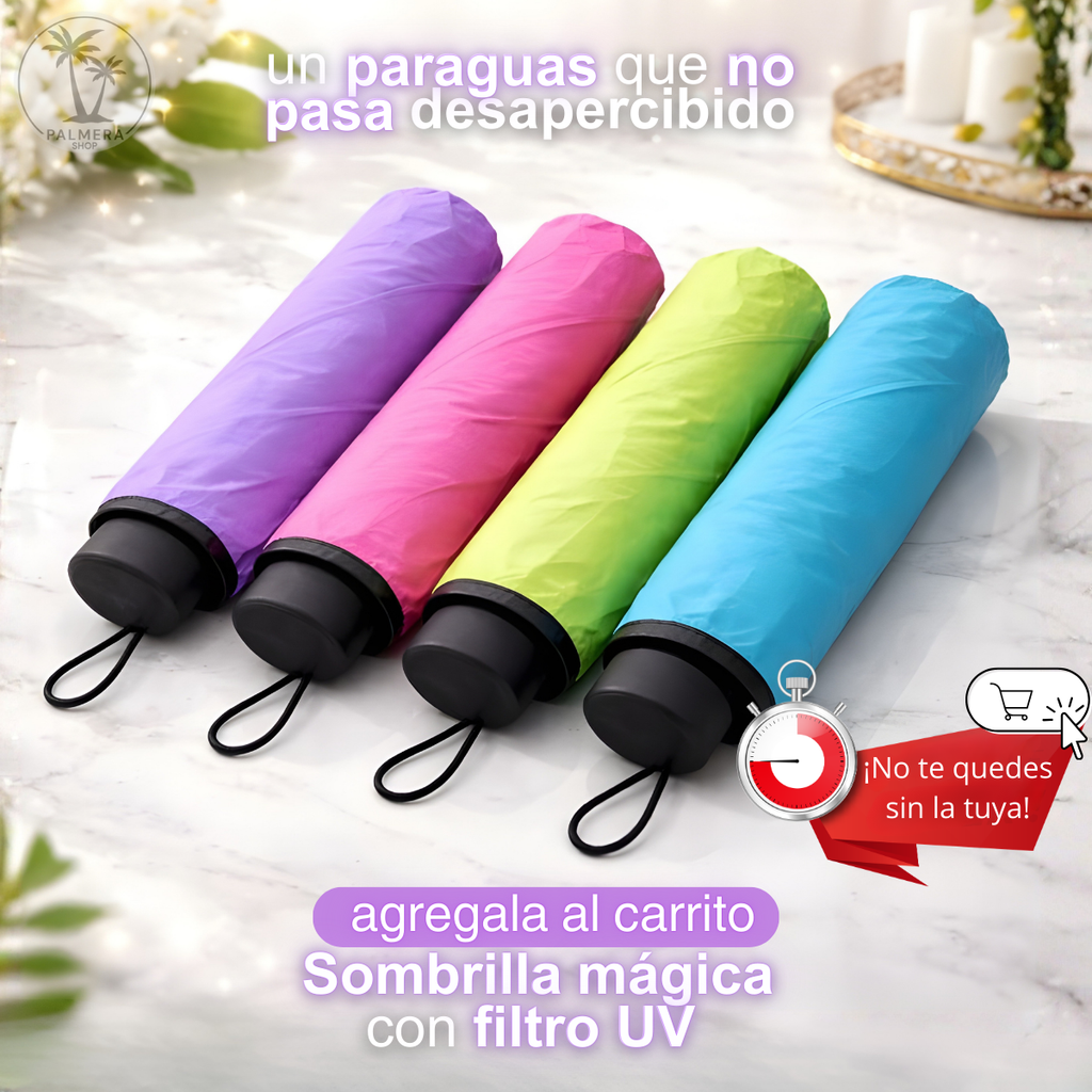 Paraguas Plegable Sombrillas Mujer Pequeña Con Proteccion Uv Morado