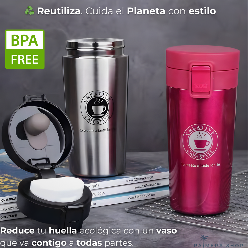 Vaso Con Tapa Para Cafe Termo Termico Acero Thermos Agua