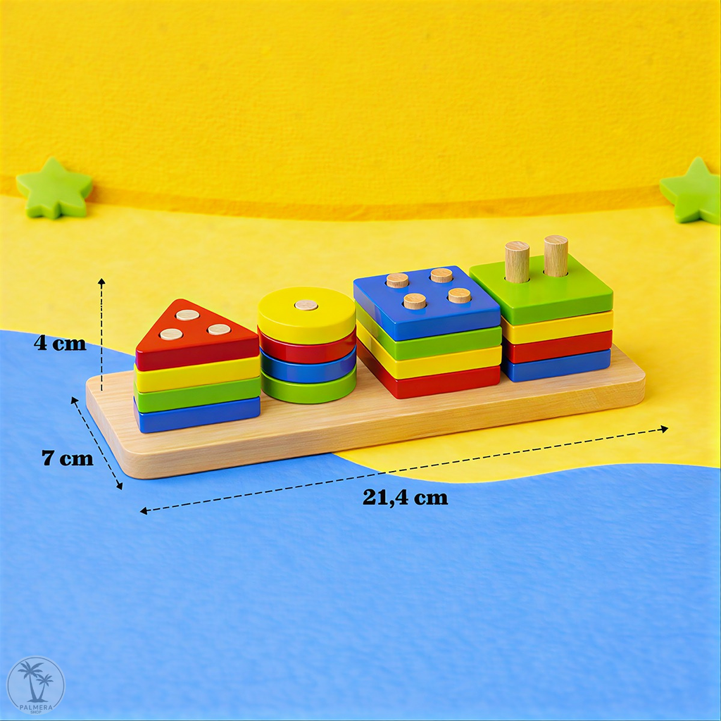 Juegos Didacticos Montessori Para Encajar Torre De Figuras Multicolor