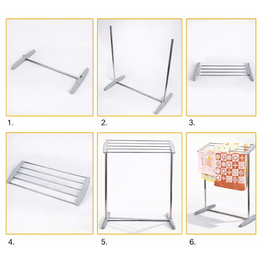 Tendedero Piso Ropa Plegable Colgadores Soporte Apartamento Gris