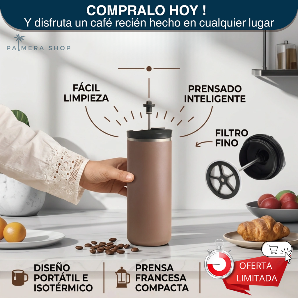 Prensa Francesa Café Termo Infusionador Tetera Te Acero