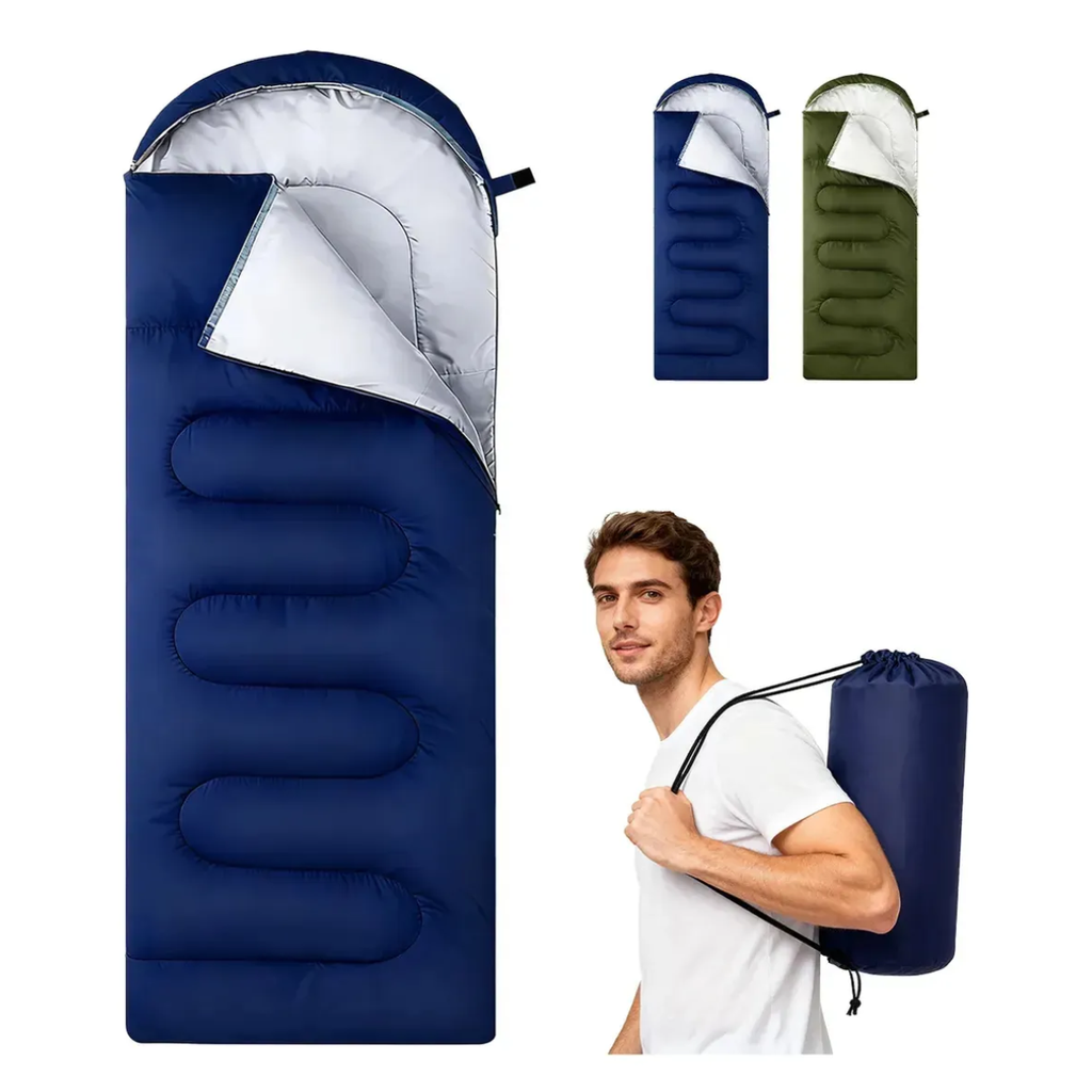 Sleeping Bag Para Camping Cama Colchon Saco De Dormir Bolsa Azul Derecho