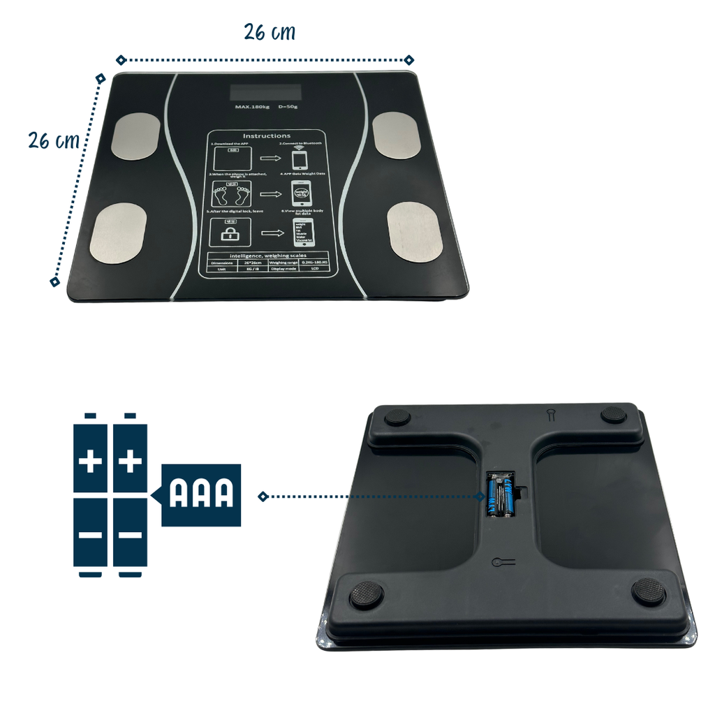Báscula Inteligente D&M Tools DM5027 Bluetooth Medidor Grasa e IMC Negro