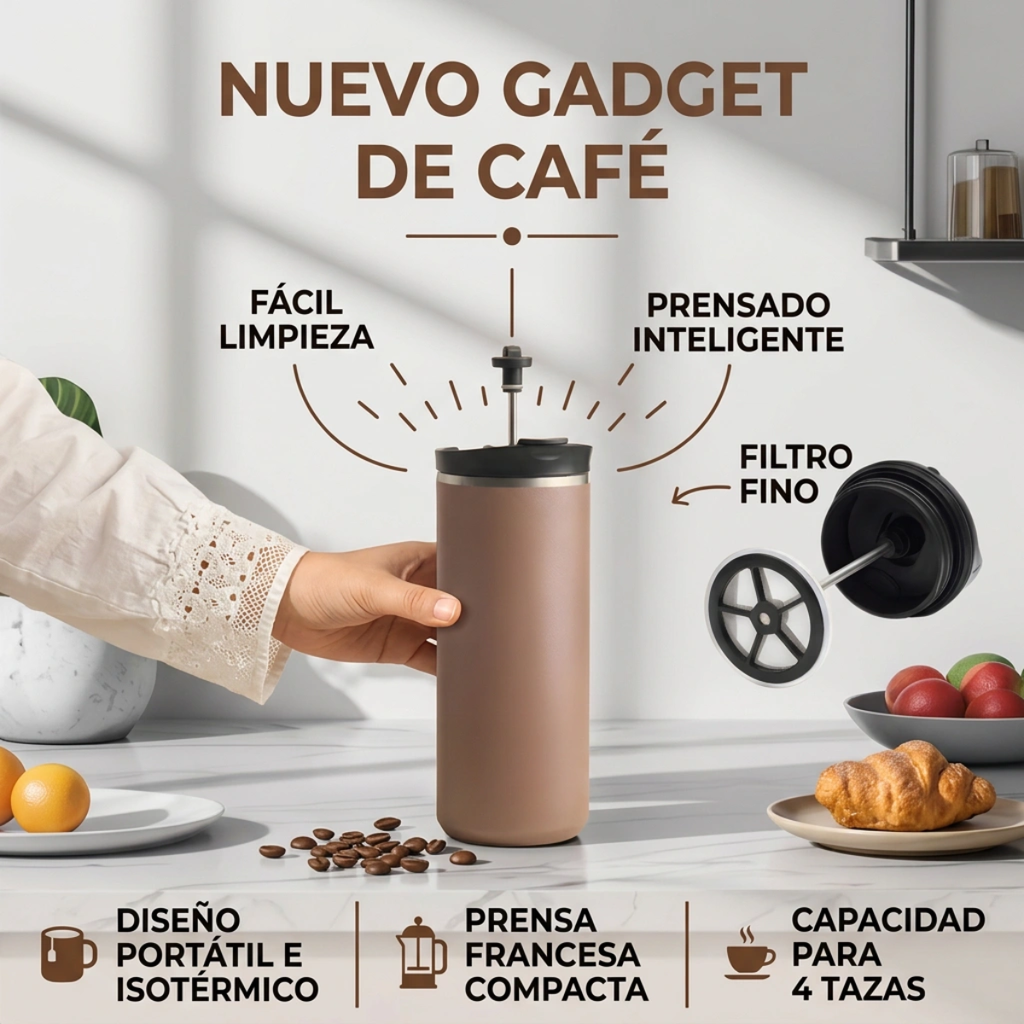 Prensa Francesa Café Termo Infusionador Tetera Te Acero