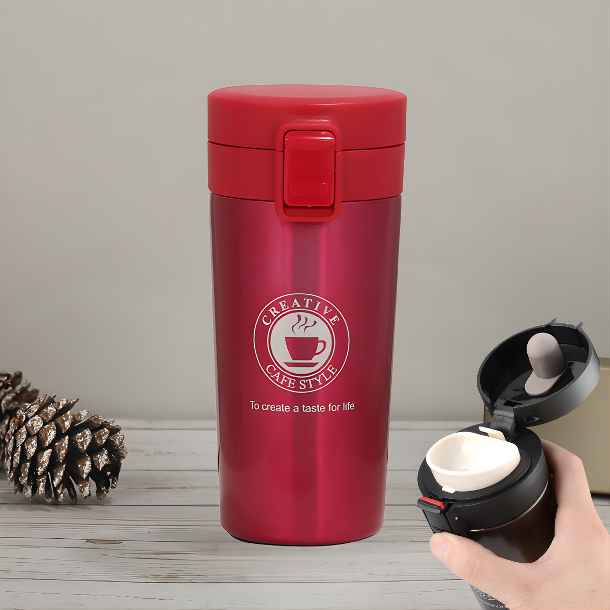 Vaso Con Tapa Para Cafe Termo Termico Acero Thermos Agua