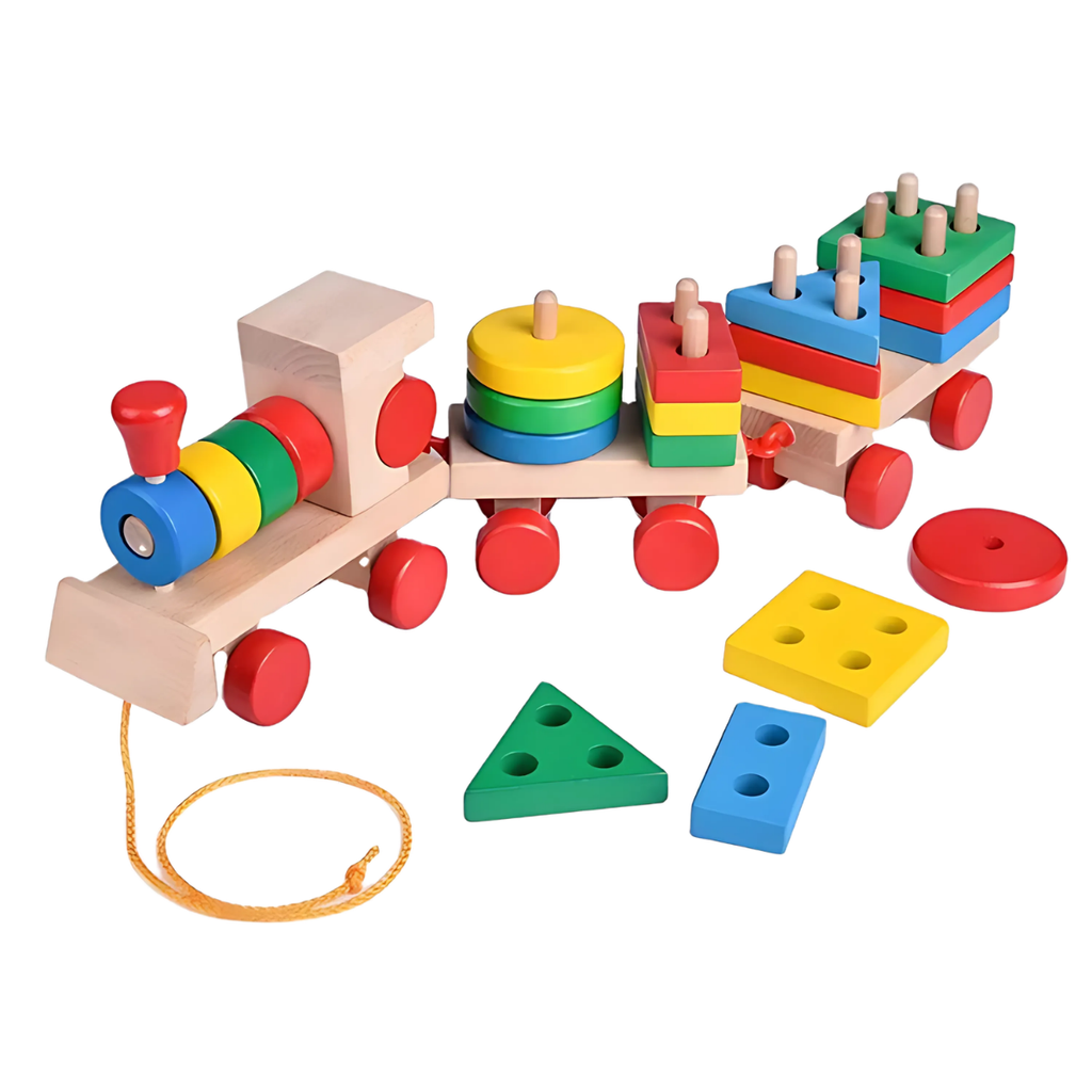 Juegos Didacticos Montessori Tren Torre De Aros Para Encajar Multicolor