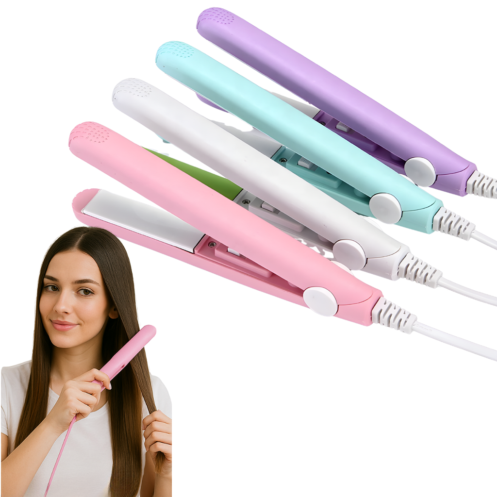 Mini Plancha Para Cabello Pelo Cepillo Pinza Alisado Viajera Multicolor 110v