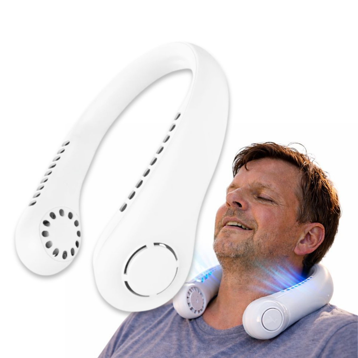Mini Ventilador Portatil De Cuello Recargable Mano Portable Blanco