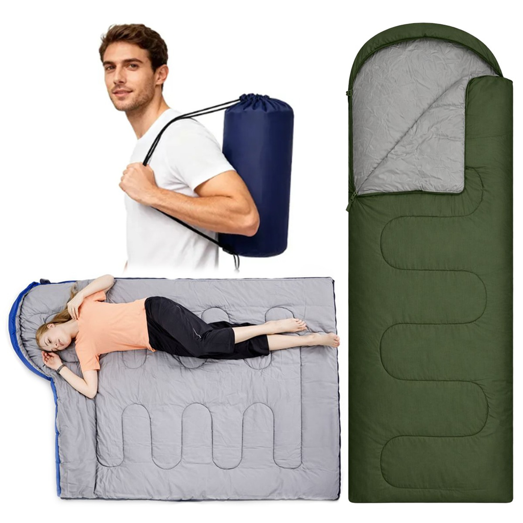Sleeping Bag Para Camping Cama Colchon Saco De Dormir Bolsa Azul Derecho