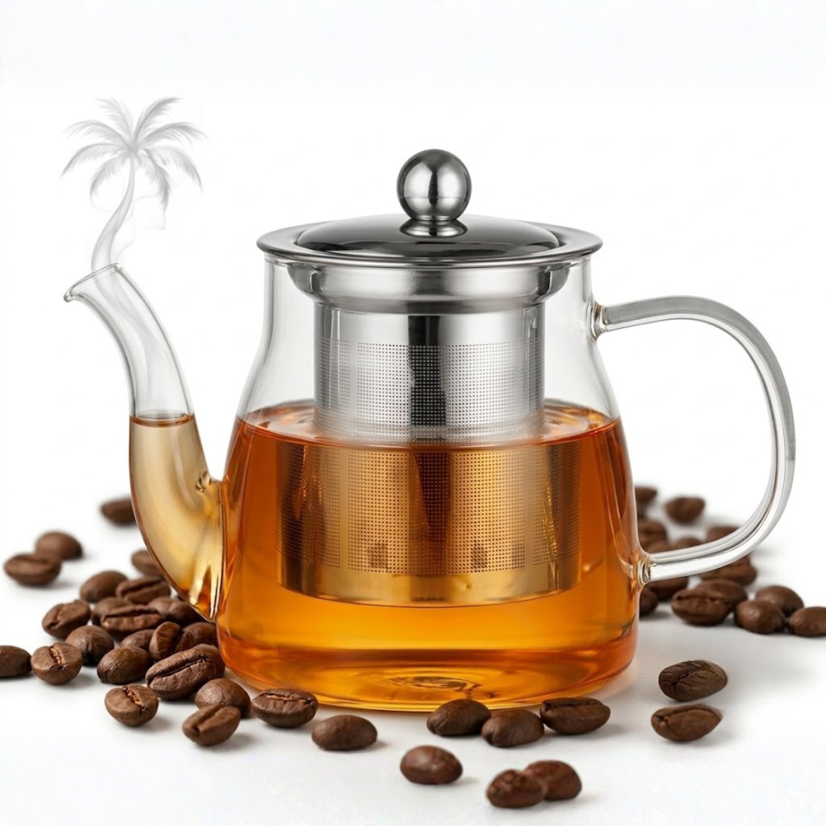 Infusor De Te Acero Inoxidable Con Tetera Vidrio Hervidora