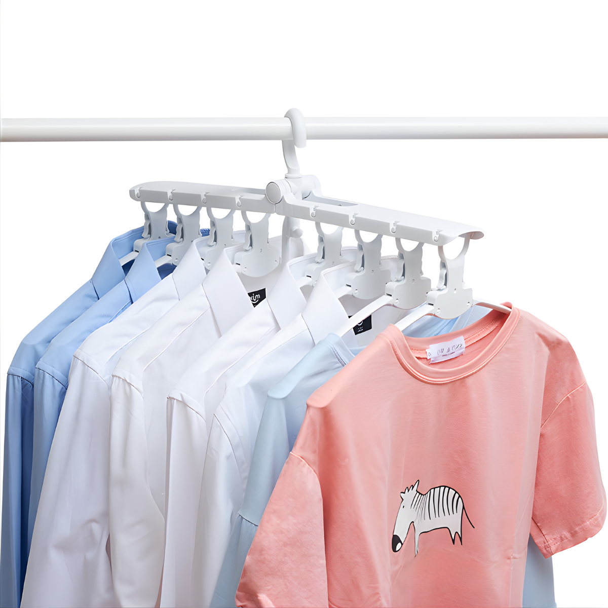 Colgador De Ropa Ganchos Retractil Plegable Ahorra Espacio Blanco