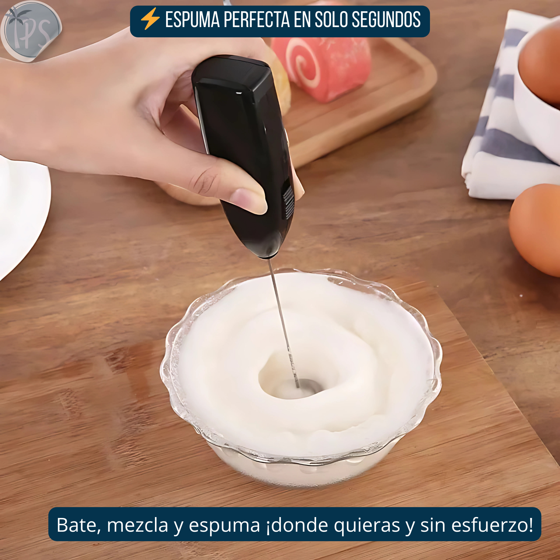 Batidor Eléctrico Portátil Mezclador Espuma Café Leche Huevo Gris Pila Aa 1500rpm