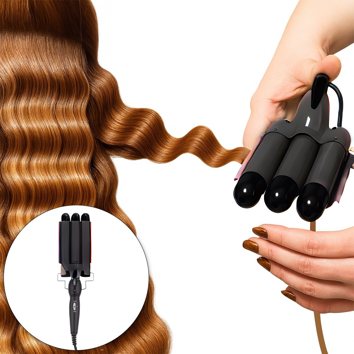 Pinza Rizadora De Cabello Waflera Rizador Sirena Ondulador
