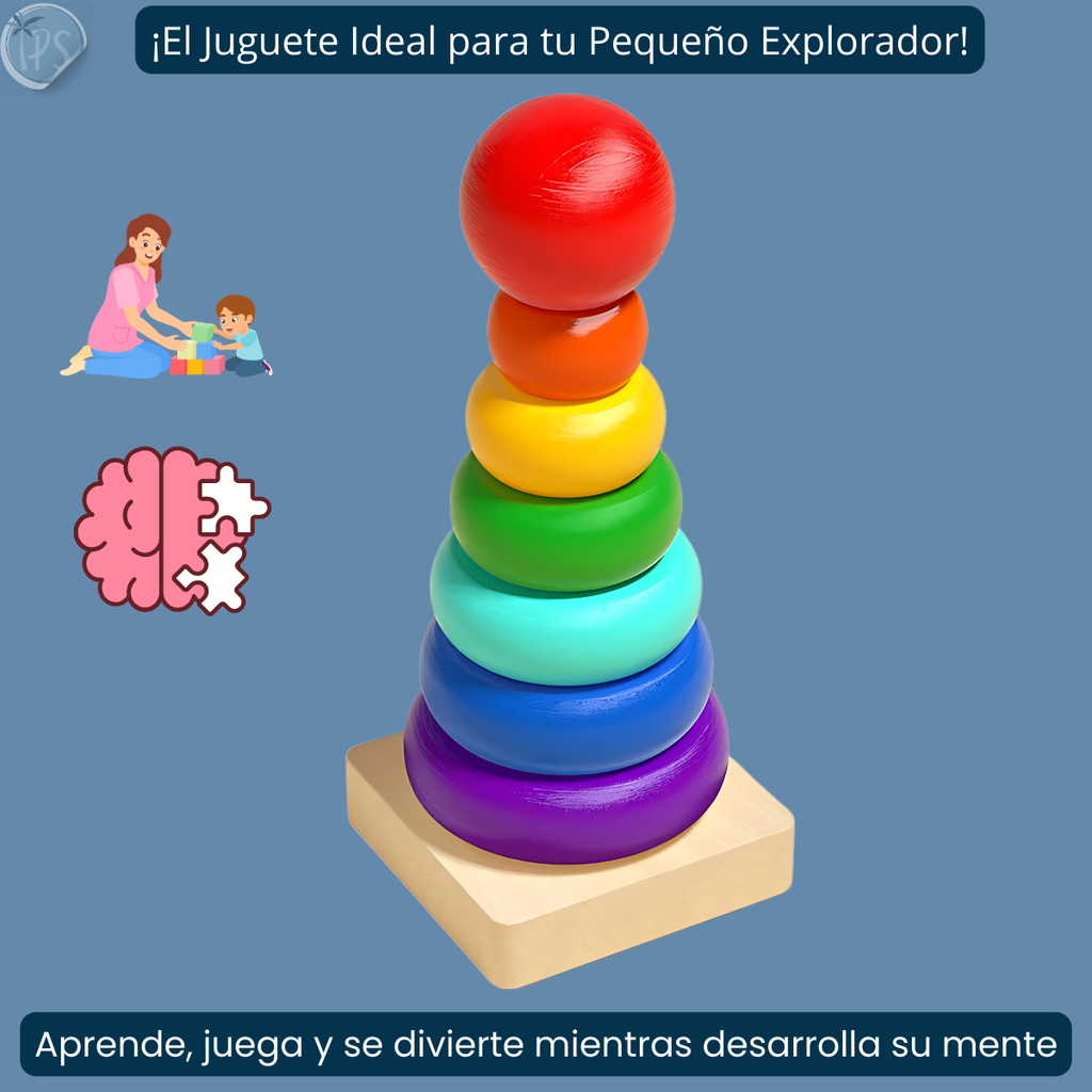Torre De Aros Didacticos Juegos Montessori Para Encajar Multicolor