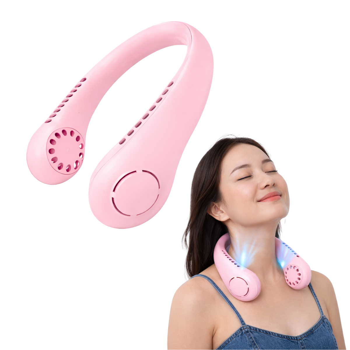Mini Ventilador Portatil De Cuello Recargable Mano Portable Blanco