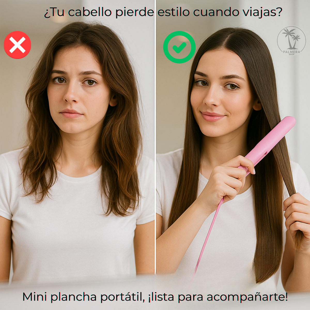 Mini Plancha Para Cabello Pelo Cepillo Pinza Alisado Viajera Multicolor 110v