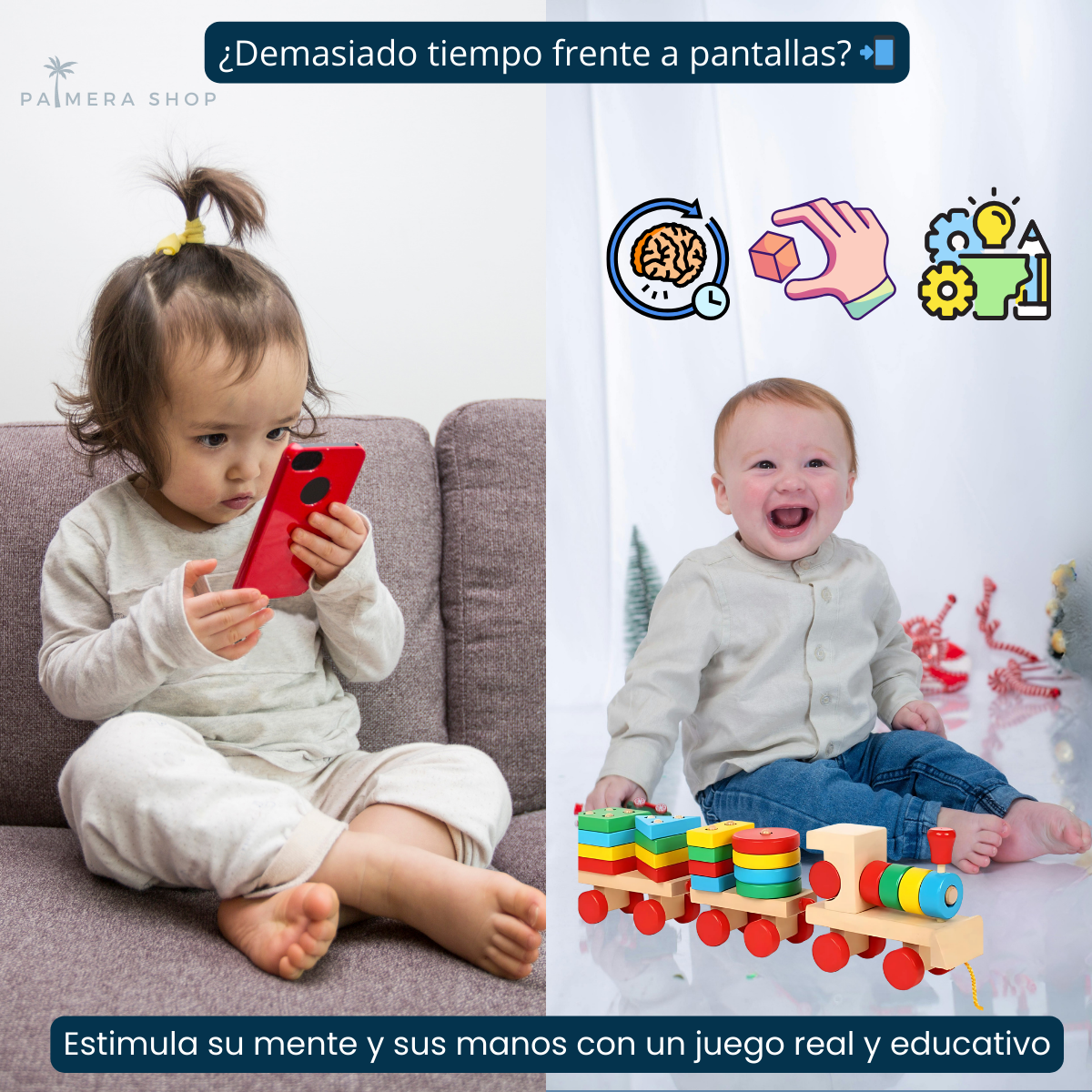 Juegos Didacticos Montessori Tren Torre De Aros Para Encajar Multicolor