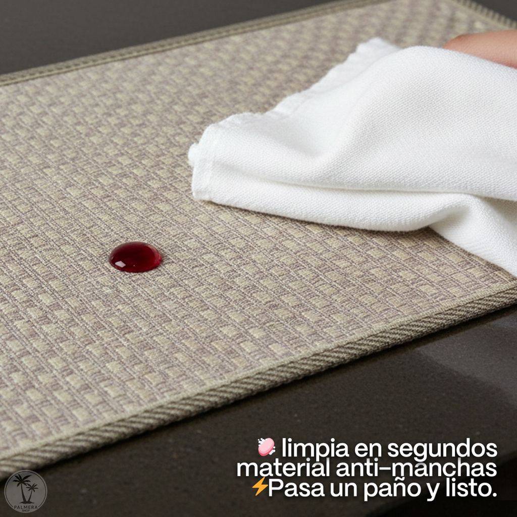 Individuales De Mesa Para Comedor Manteles Lavables Set X 6 Gris Moderno