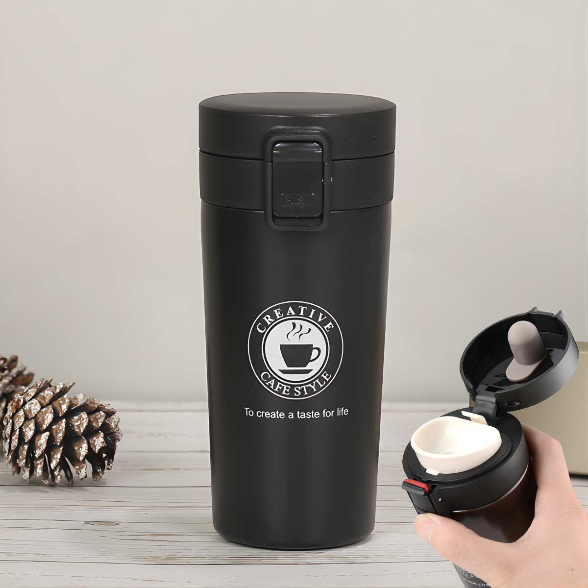 Vaso Con Tapa Para Cafe Termo Termico Acero Thermos Agua