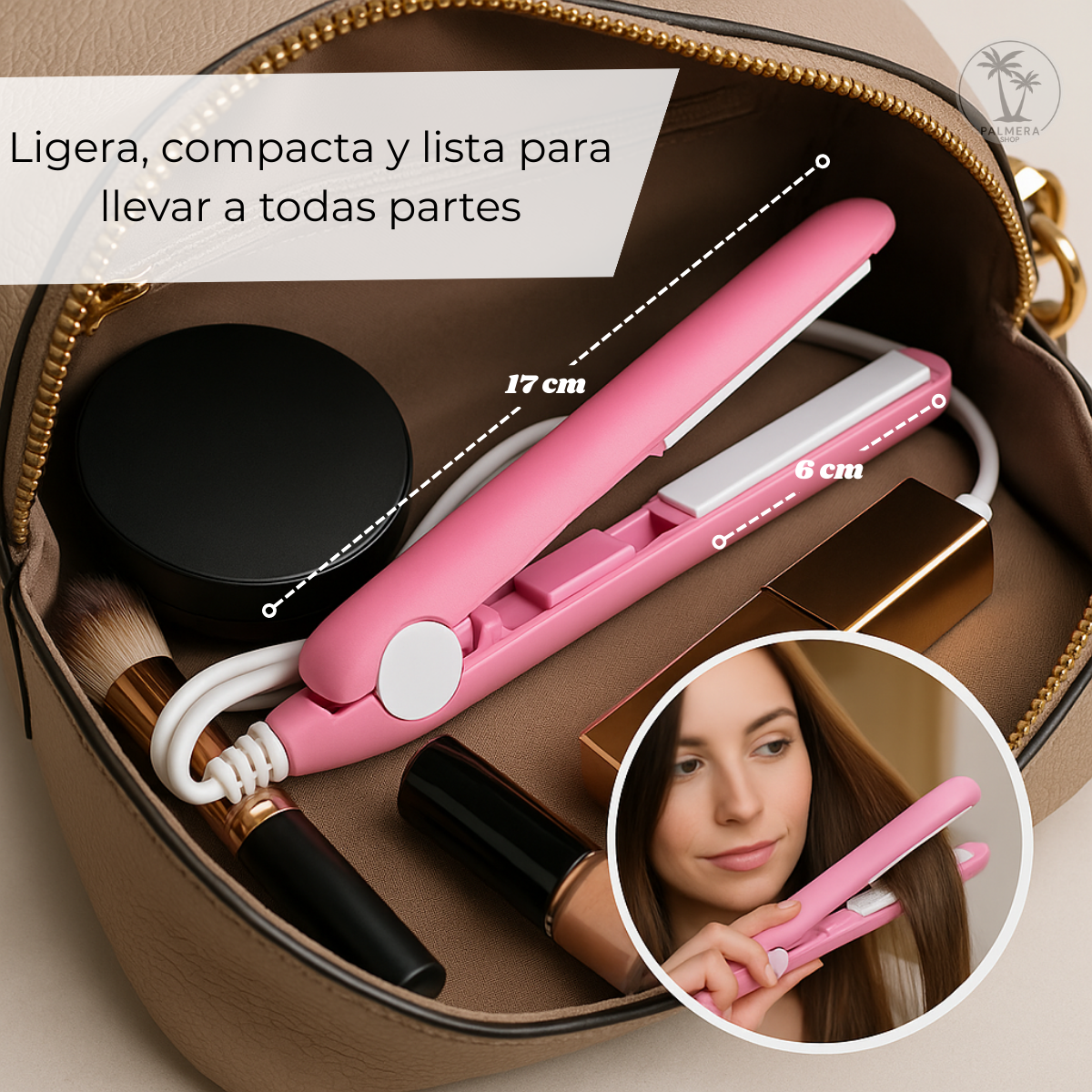 Mini Plancha Para Cabello Pelo Cepillo Pinza Alisado Viajera Multicolor 110v