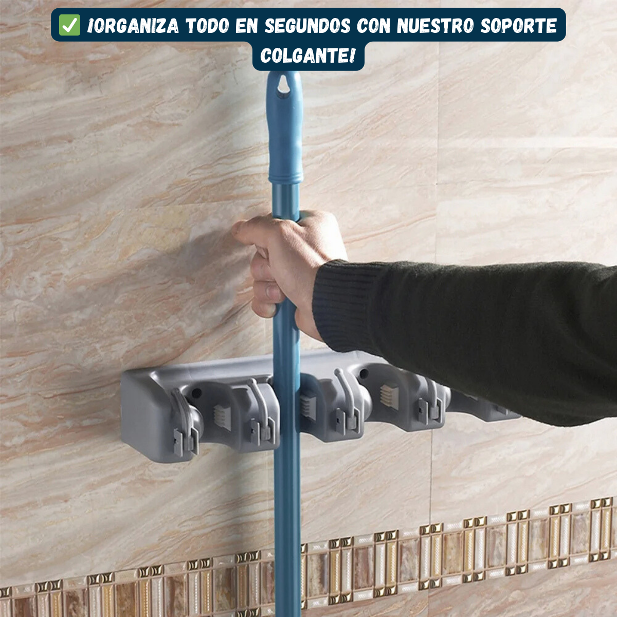 Organizador De Escobas Y Traperos Soporte Porta Trapeadores