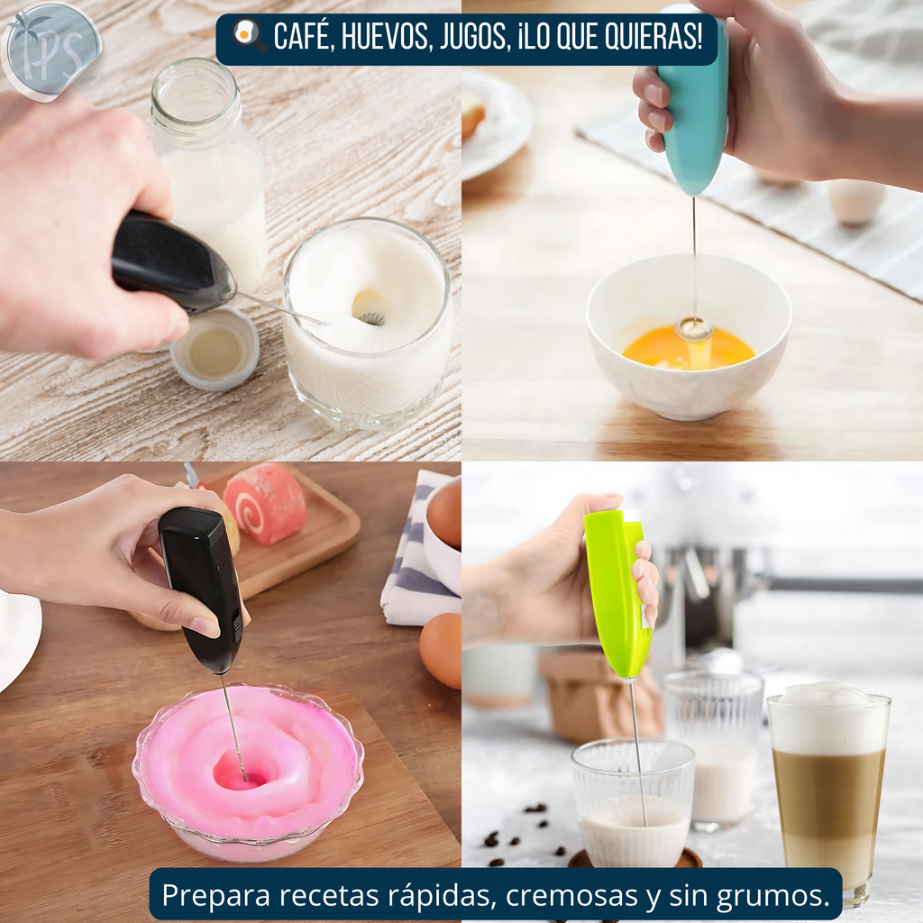 Batidor Eléctrico Portátil Mezclador Espuma Café Leche Huevo Gris Pila Aa 1500rpm